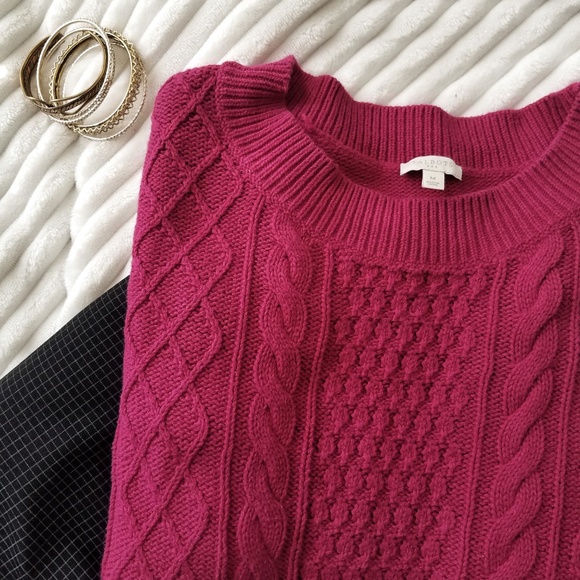 Talbots Raspberry Cable Knit Sweater - Picture 5 of 5